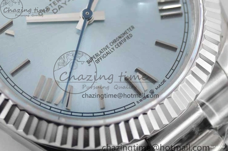 1230 Soft Day Date 40mm SS 904L Steel TWF 1:1 Best Edition Ice Blue Roman Dial on SS Bracelet A 2359